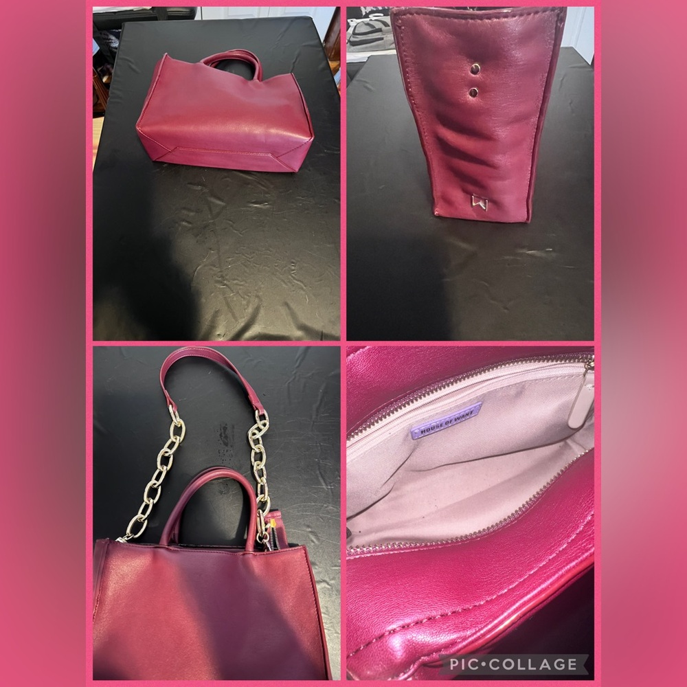 Elegant Burgundy Shoulder Bag with Chain Accents